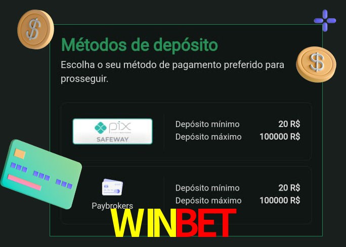 O cassino WINBET oferece uma grande variedade de métodos de pagamento